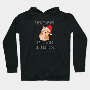 Your Gift is in the Litter Box - Funny Christmas Cat (Dark) Hoodie